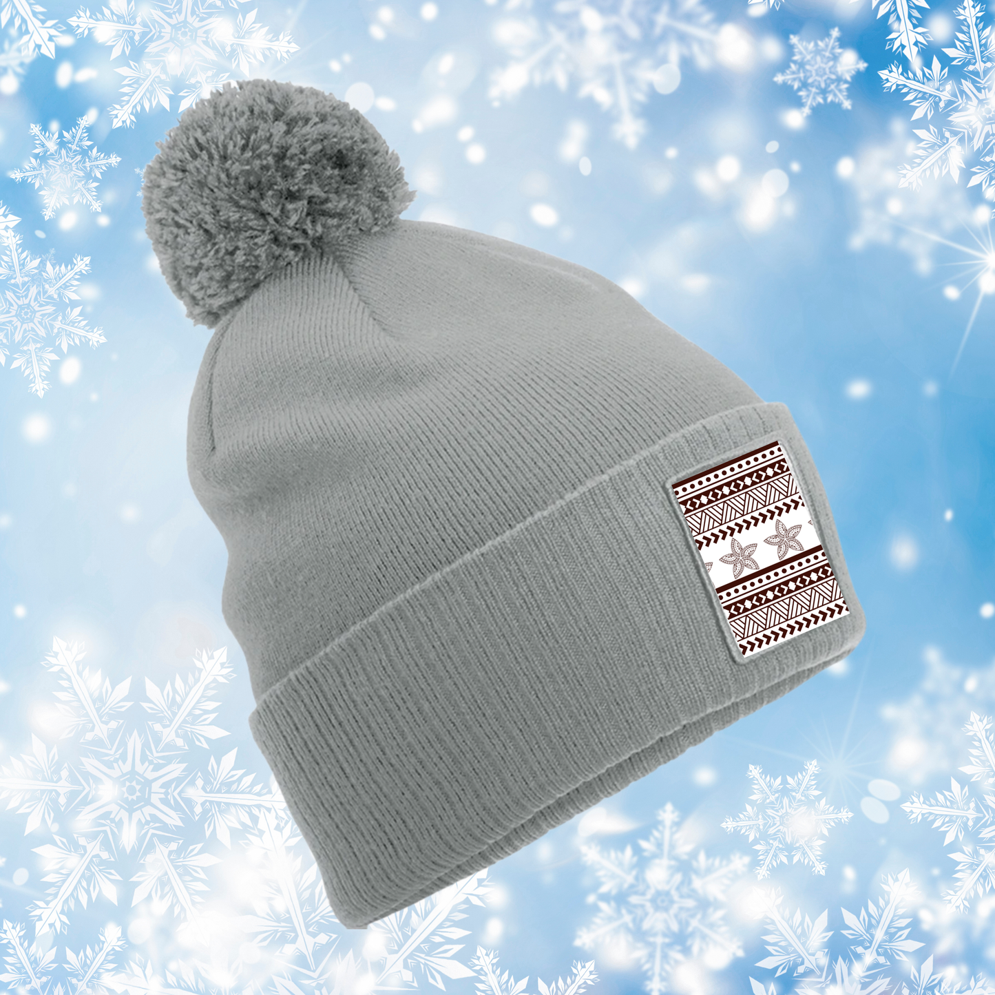 Micro Fleece Lining PomPom Patch Beanie