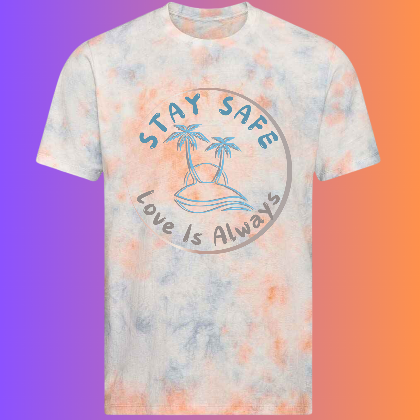 Stay Safe Beachy Vibes Tie Die T-Shirt - Adult Unisex