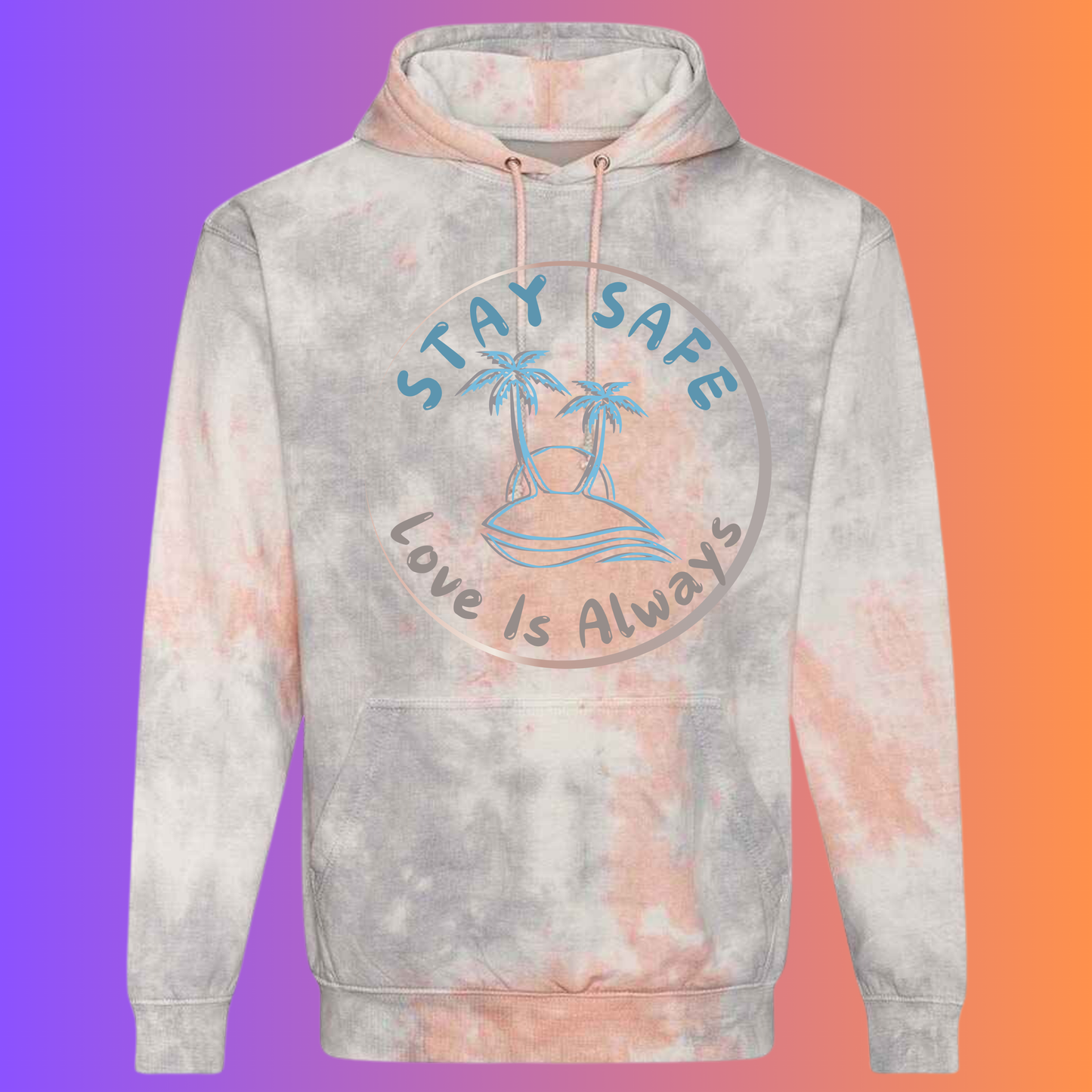 Stay Safe Beachy Vibes Tie Die Hoodie - Adult Unisex