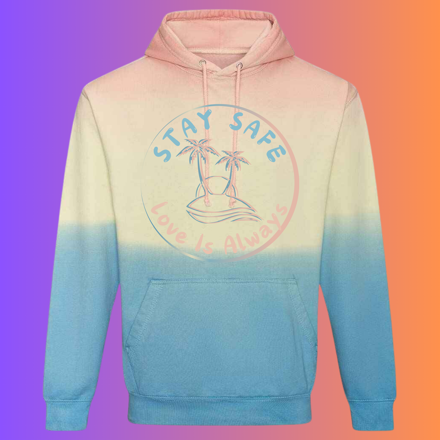 Stay Safe Beachy Vibes Tie Die Hoodie - Adult Unisex