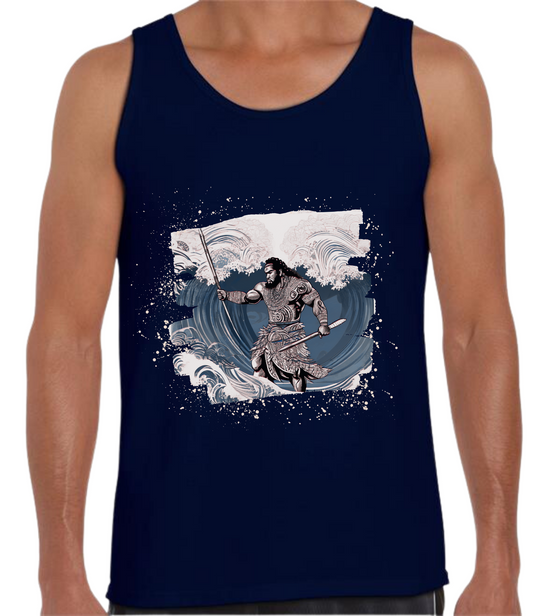 Pacific Warrior of the Ocean - Cotton Softstyle Tank Top - Mens