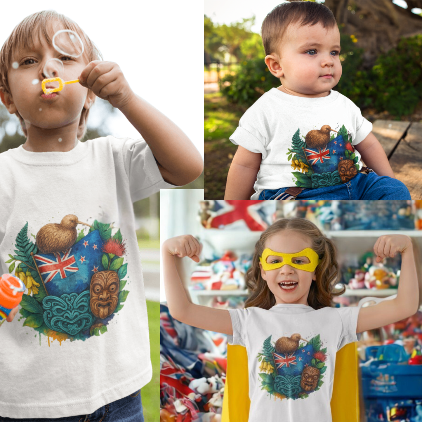 Kiwi Icons Kids Tee – Aotearoa in Every Stitch